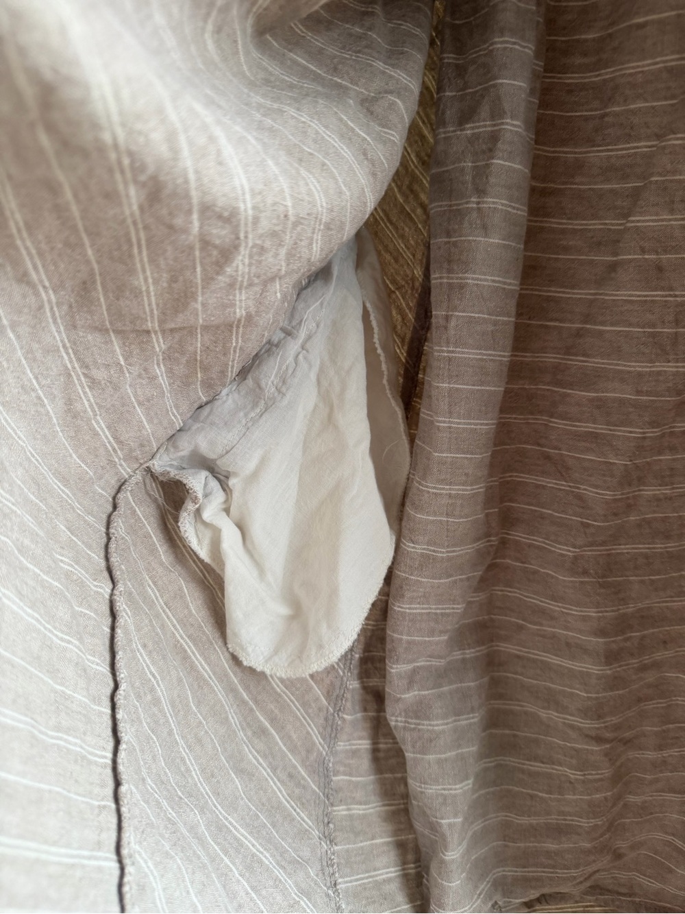 Linen-Blend Wrap Dress — Taupe Stripe - Picture 5 of 9